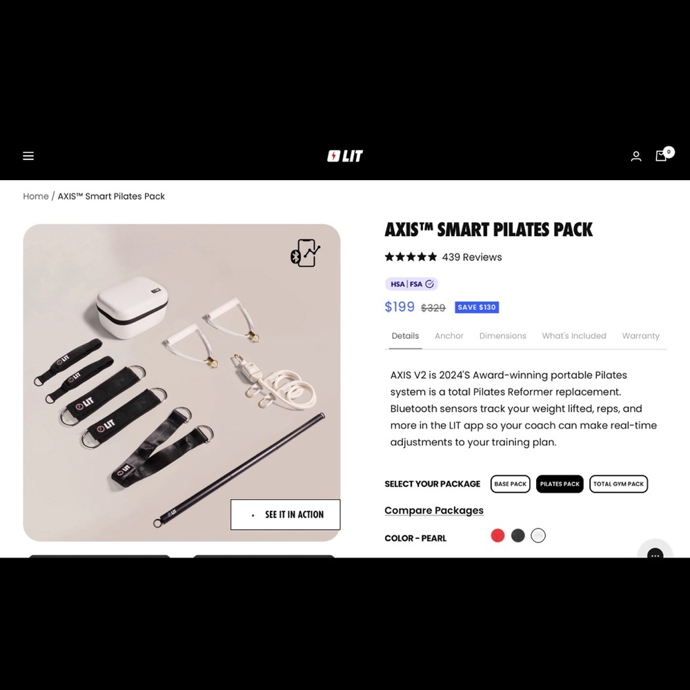 LIT Method Axis Smart Pilates Pack with Bar - Picture 2 of 4
